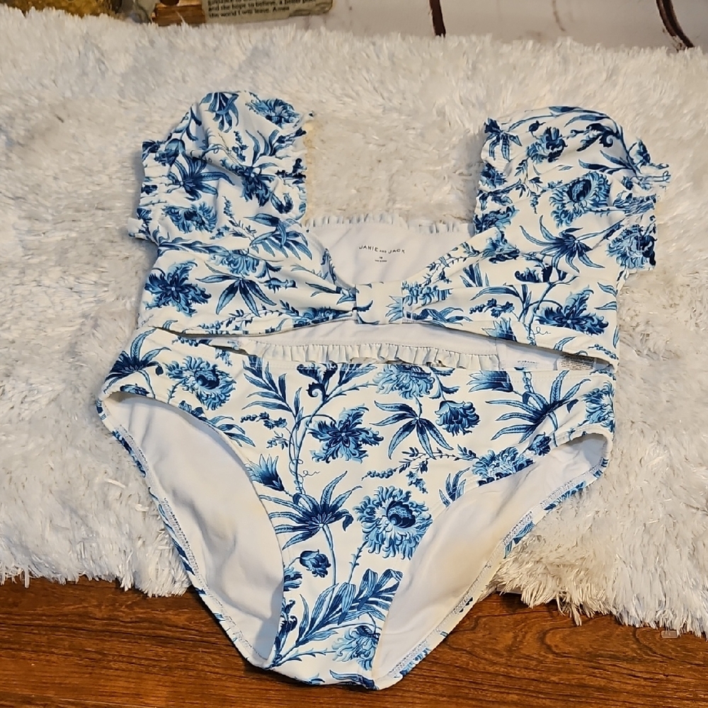 Janie and Jack Blue and‎ White Patterned Swimwear Girls Size 18
